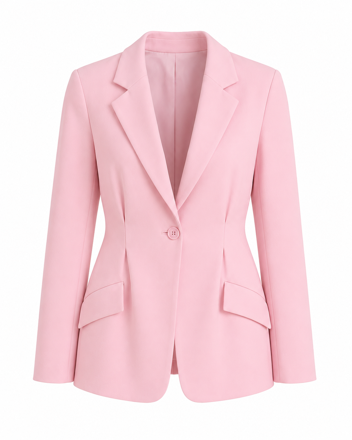 Bel Pileli Blazer Ceket-Pembe
