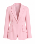 Bel Pileli Blazer Ceket-Pembe