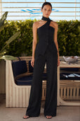 Daria Asimetrik Yaka Pantolon Takım - Siyah