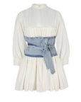 Denim De Fleur Elbise - Ekru - lekeli - Sümeyye Kaçmaz